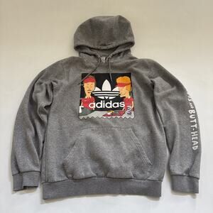 Adidas x Beavis and Butthead Graphic Hoodie Sweatshirt Small MTV Rare TREFOIL